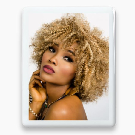 Photo porcelaine rectangle bordure blanche - Médaillon photo couleur FEMME