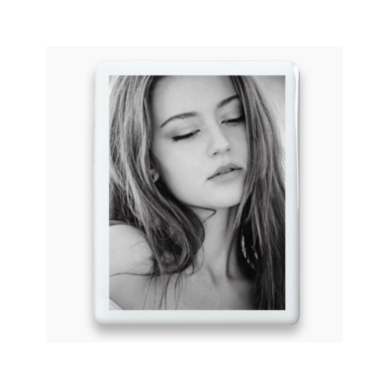 Photo porcelaine rectangle bordure blanche- Médaillon photo noir et blanc FEMME