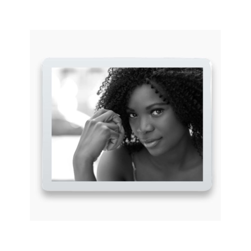 Photo porcelaine rectangle horizontale bordure blanche- Médaillon photo noir et blanc FEMME
