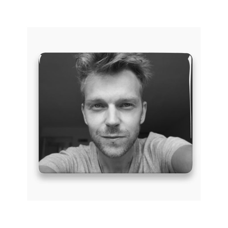 Photo porcelaine rectangle horizontale - Médaillon photo noir et blanc HOMME