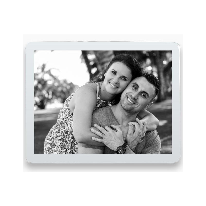 Photo porcelaine rectangle horizontal Bordure Blanche - noir et blanc 2 PERSONNES