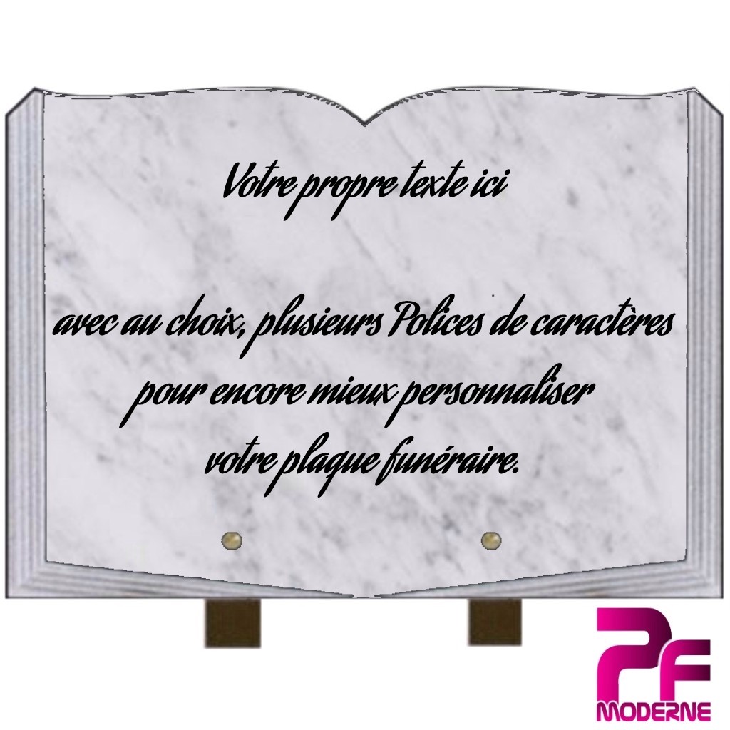 PLAQUE FUNERAIRE GRANIT LIVRE PERSONNALISABLE. PLAQUE FUNERAIRE CONTEMPORAINE
